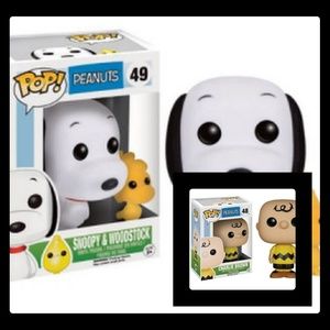 2 Funko Pops Charlie Brown/Snoopy&Woodstock New